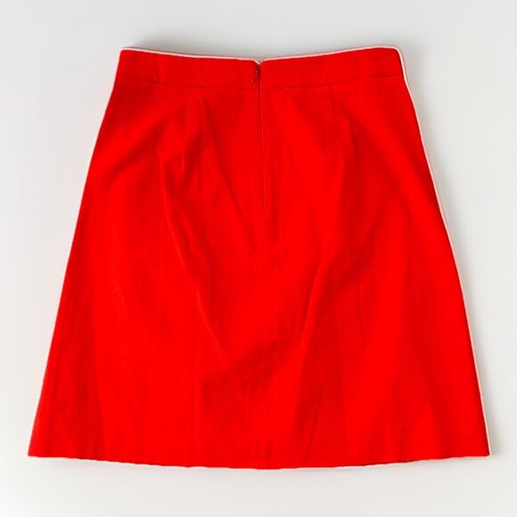 J.Crew Red Nautical Skirt Size 2 Linen Blend Gold Anchor Button Zip - Picture 4 of 6